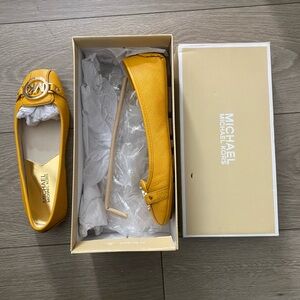 Michael Kors Women's Yellow Leather Logo Ballet Flats